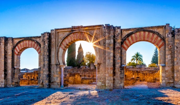 The ruins of Medina Azahara, a fortified Arab Muslim medieval palace-city near Cordoba