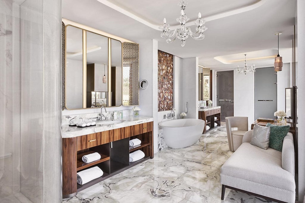 Luxurious royal suite with panoramic Bosphorus views, elegant contemporary design, plush king bed, and floor-to-ceiling windows in Istanbul's premier hotel