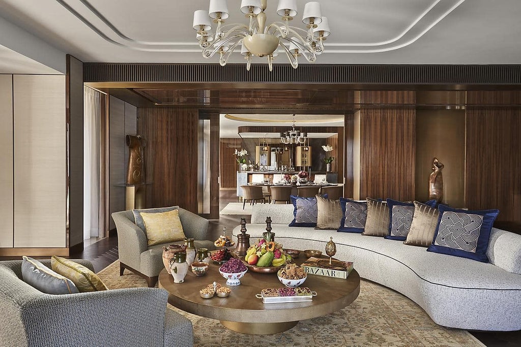 Luxurious Mandarin Bosphorus Suite at Mandarin Oriental Istanbul, featuring elegant decor, panoramic water views, and sophisticated design elements