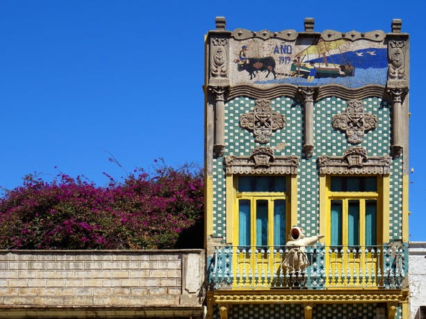 A colorful example of Nolla mosaics in the Cabanyal neighborhood of Valencia