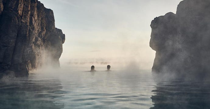 Revel in the natural hot springs at Sky Lagoon