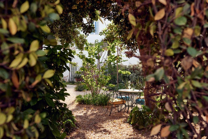 The garden at Cristine Bedfor offers a tiny oasis