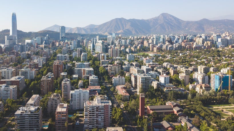 Santiago and the Andes.
