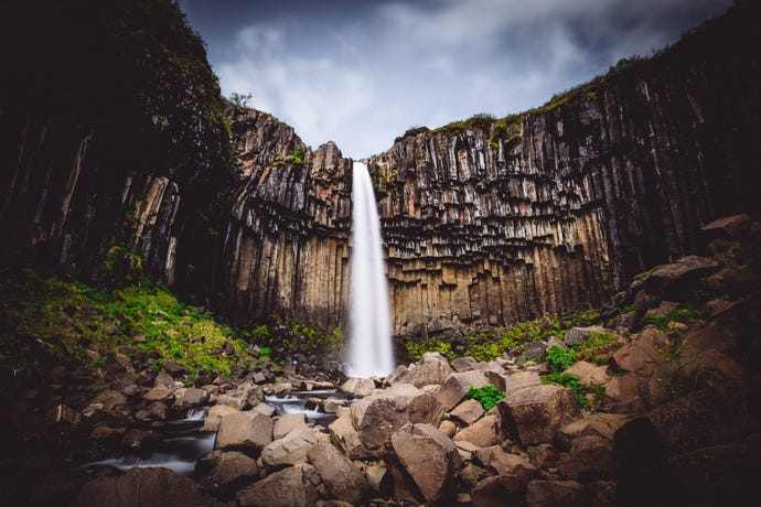 The oddly geometric rocks around Svartifoss formed from cooling volcanic rock