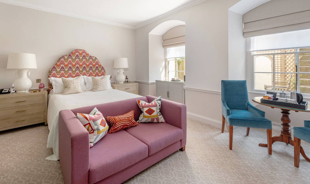 Elegant classic room at the Royal Crescent Hotel & Spa, featuring refined British decor with soft neutral tones and sophisticated period furnishings