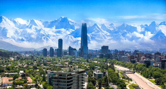 The city of Santiago against the Andes
