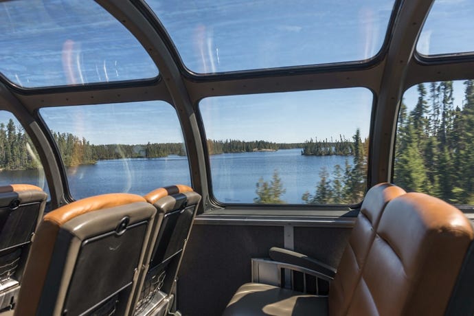 Lakes and spruce trees from the panoramic car