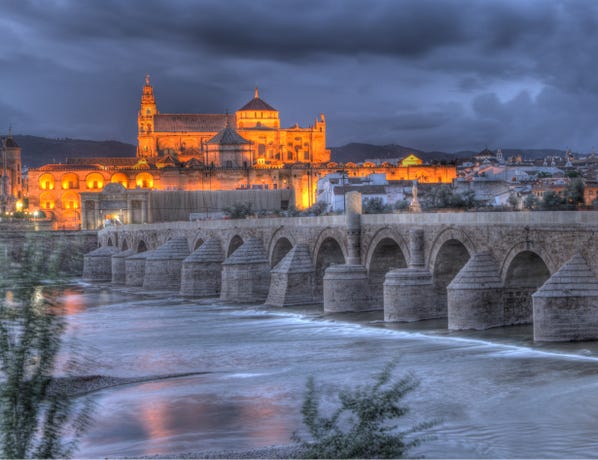 The Mezquita of Cordoba has an unusual combination of Islamic and Christian architectural elements.
