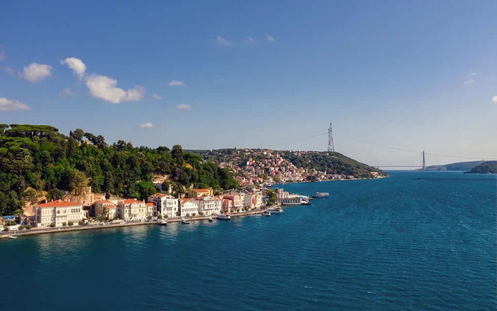 Luxury historic mansion in Istanbul, elegant Turkish restoration with ornate windows, traditional architecture, and refined six senses hospitality styling