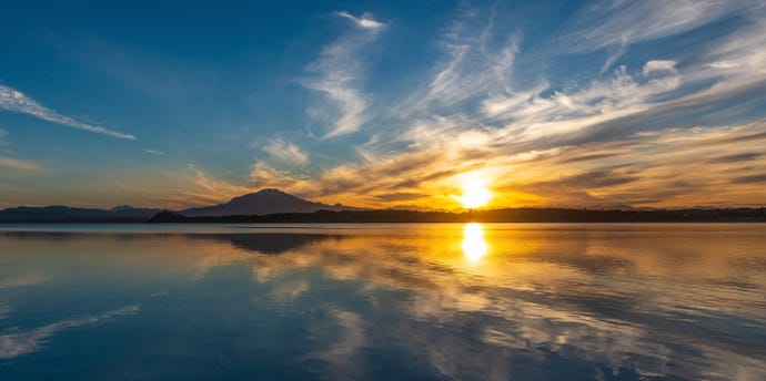 A sunrise over Calbuco Volcano
