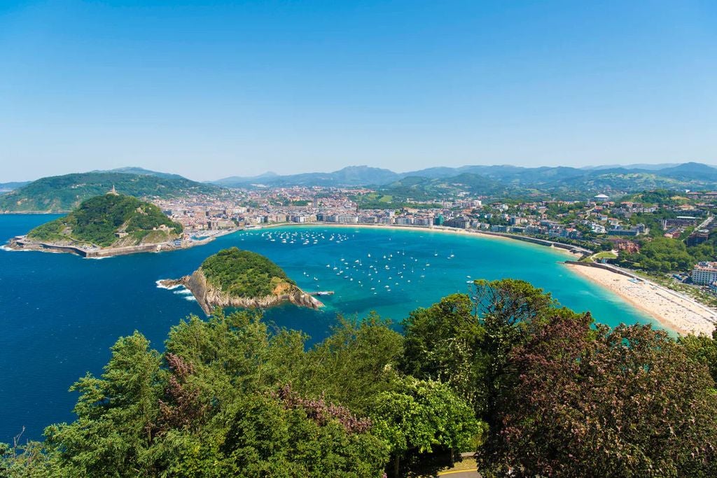 Ancient stone streets of San Sebastian's old town bordered by elegant buildings with ornate balconies and traditional Basque architecture