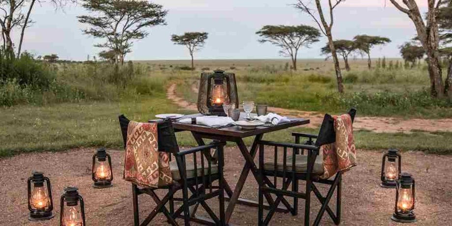 Enjoy a romantic bush dinner after a day of safari drives