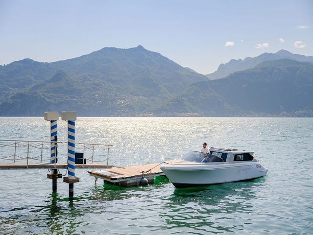 Take the hotel boat out onto the lake
