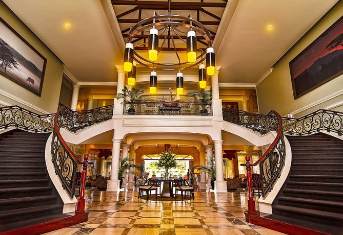 The elegant lobby at the hotel
