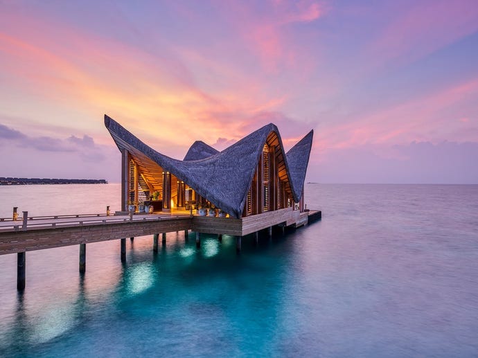 The arrival jetty at the Joali resort