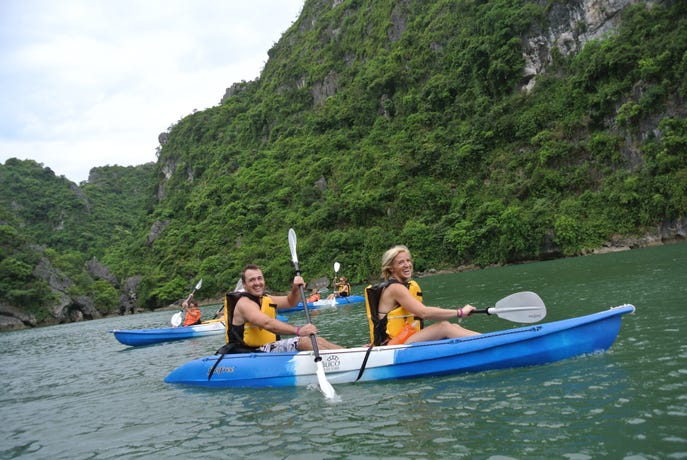 Kayak around gorgeous Ha Long Bay
