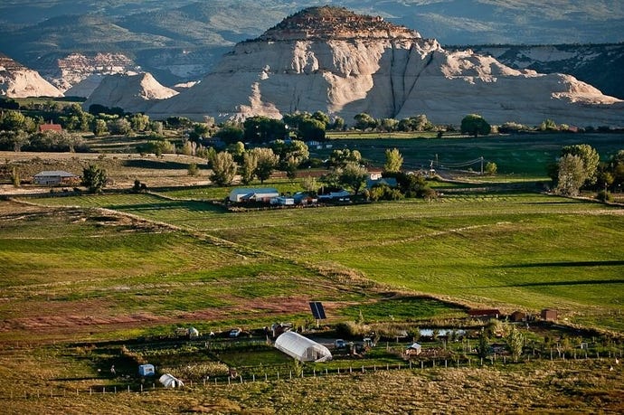 The restaurant's farm from above