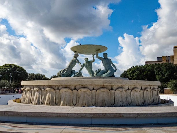 Triton fountain at the Valletta Gate