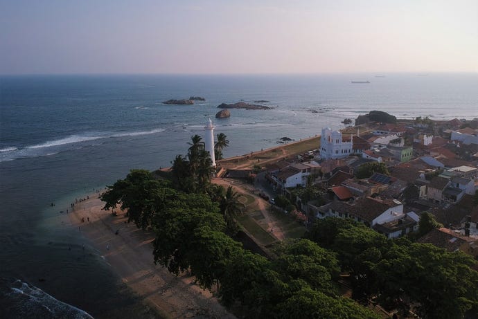 An aerial shot of Galle Fort Town