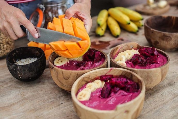 Yum time for smoothies, acai bowls, fresh papaya coconut, and dragon fruit. Photo credit: Instagram @aljosarebolj_photographer