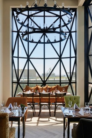 The Granary café overlooking Cape Town through 5.5m high windows