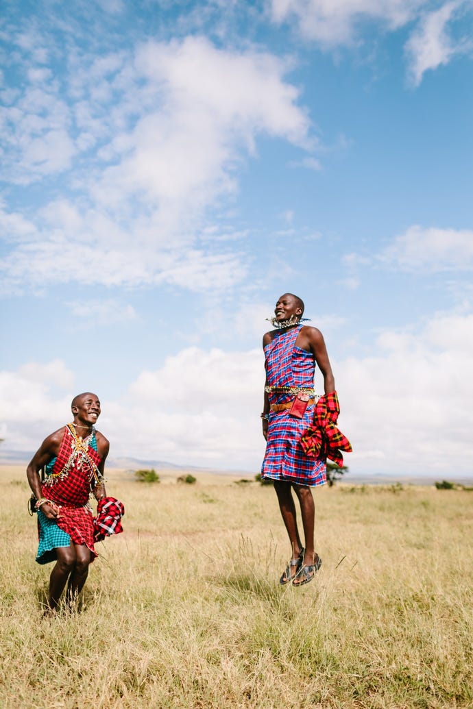 Maasai warriors performing the adumu, or "jumping dance"