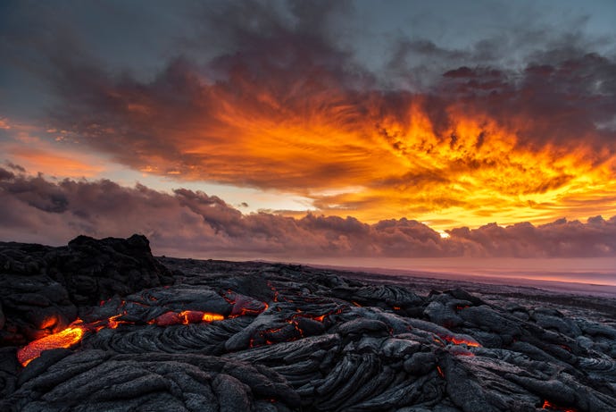 A lava sunrise over the Big Island's Kilauea volcano
