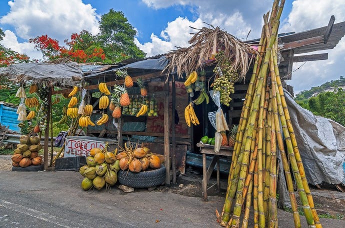 A fruit stand in Bog Walk, St. Catherine.