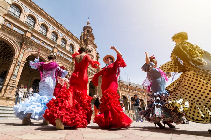 Sevillanas dance in the streets during Feria