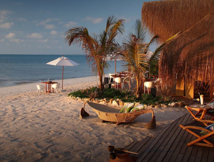 The beachfront at Azura Benguerra Island
