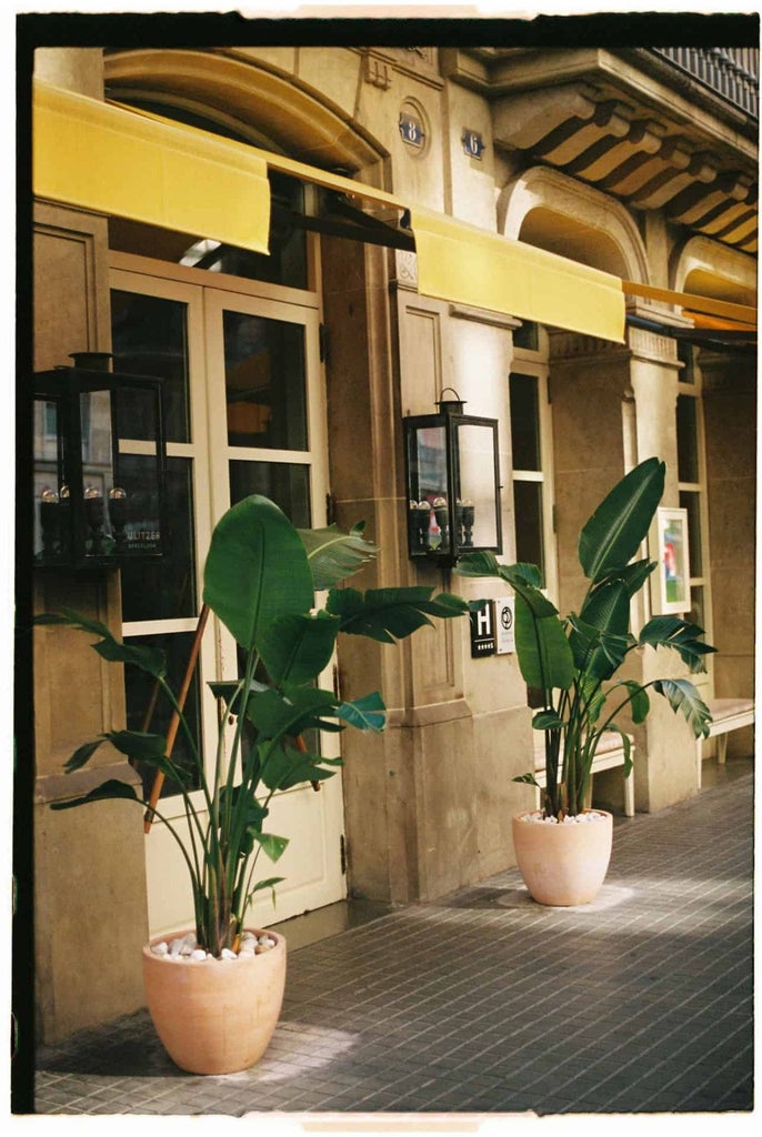 Elegant lobby of Hotel Scenset in Barcelona with art deco design, warm lighting, vintage furniture, and chic contemporary Spanish architectural details