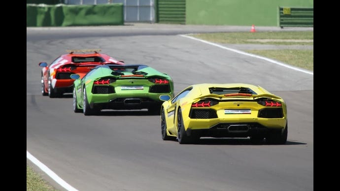 Lamborghinis on the racetrack
