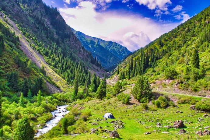 The lush green valleys of Kyrgyzstan