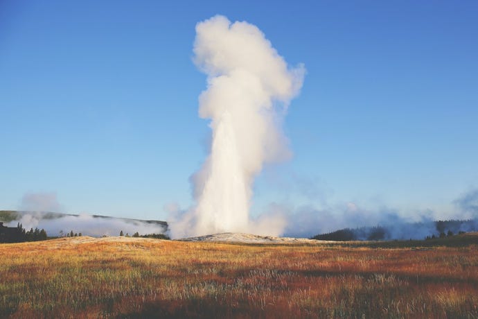 Old Faithful — putting on a show whatever the season