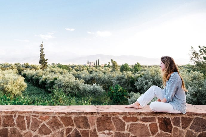 Sarah Casewit, Origin Travel Curator, overlooking Ourika Valley in Morocco