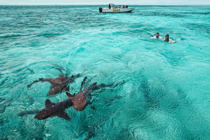 On the water at Cayo Espanto
