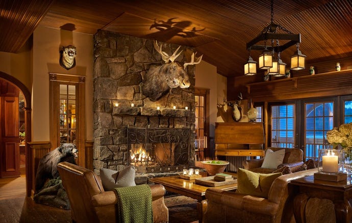 The library at Mirror Lake Inn, Lake Placid