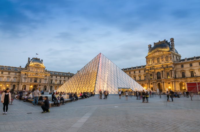 The iconic glass pyramid of the Louvre
