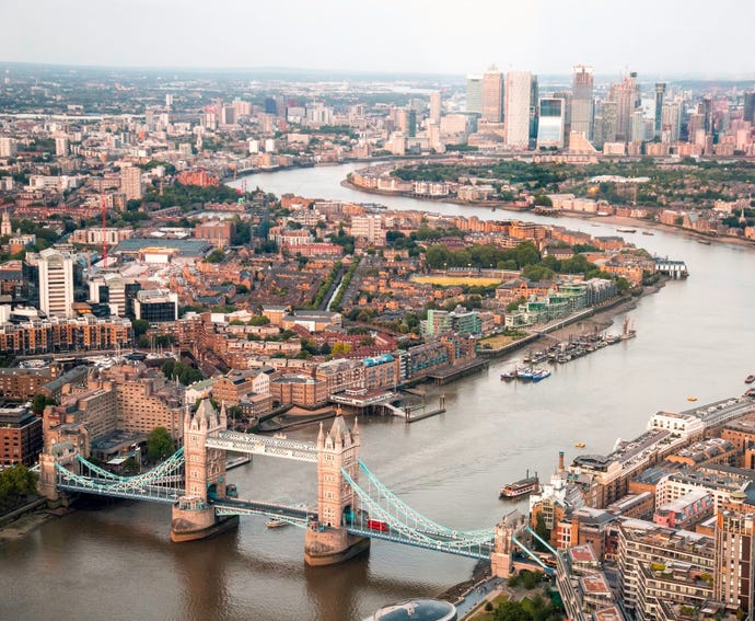 Flying over London
