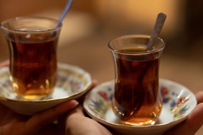 Traditional Turkish tea is pretty strong, so first timers might want to add some sugar