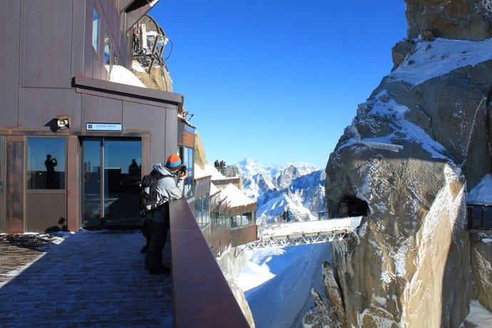 Aiguille du Midi, the highest cable car in France, is the starting point for Vallée Blanche