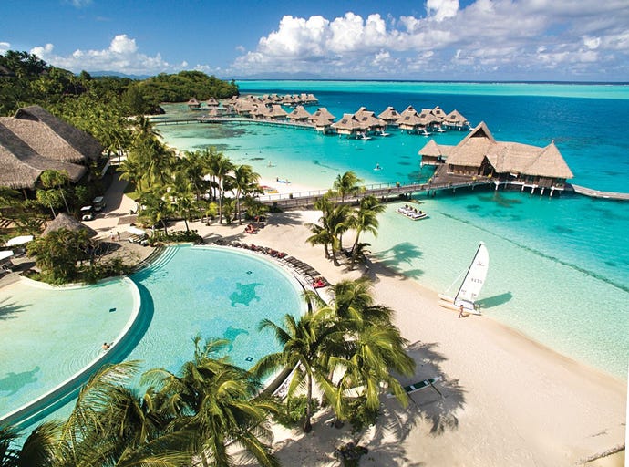 The beach at Conrad Bora Bora
