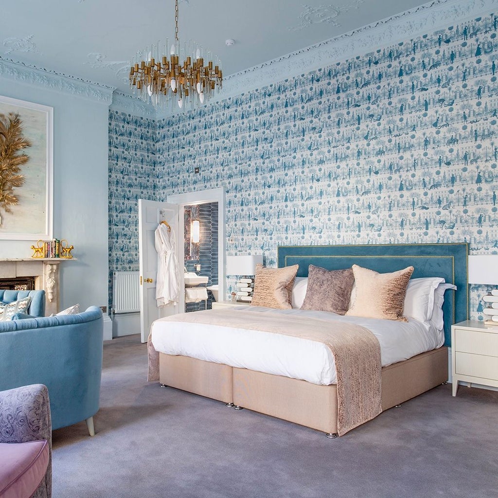 Elegant four-poster bed with crisp white linens, antique wooden furniture, and soft natural light in a luxurious UK hotel suite's refined interior