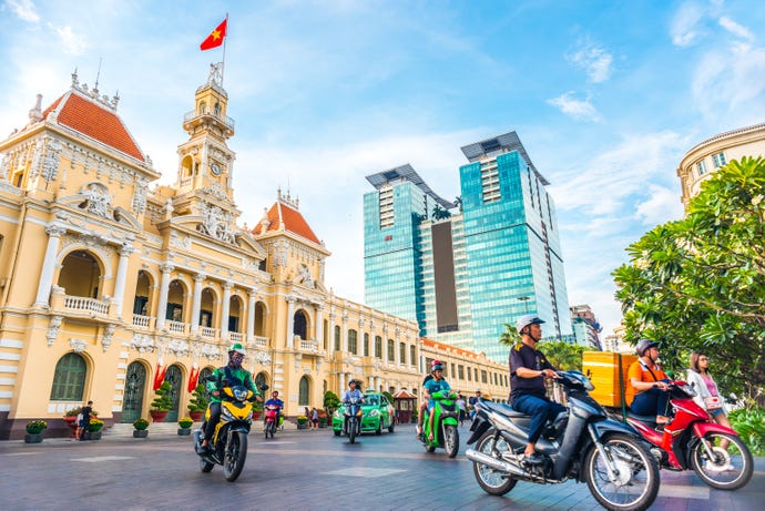 The preferred mode of transportation in Vietnam is two wheels!
