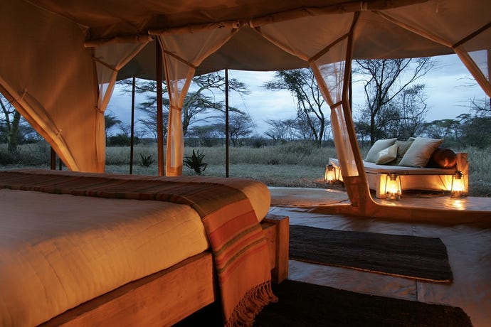 The luxurious tents open up to the surrounding nature