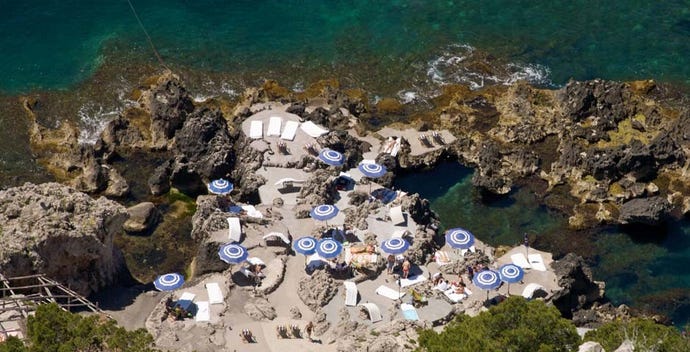 The beach club at Capri's La Fontelina
