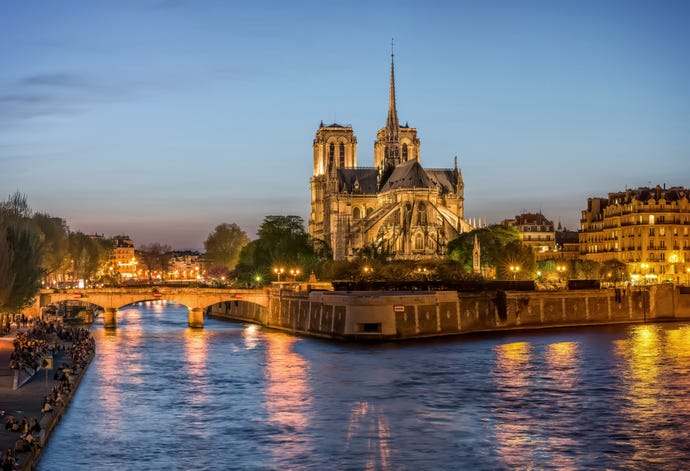 The Cathedral of Notre Dame at night
