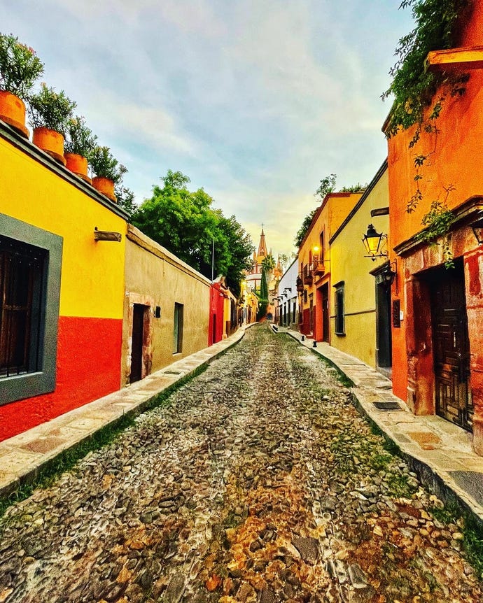 The brightly colored cobbled streets of San Miguel de Allende