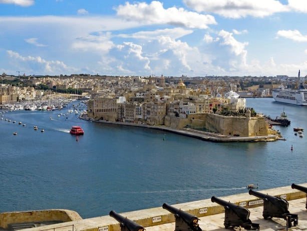 View of Cospicua from Valletta’s Upper Barrakka Gardens