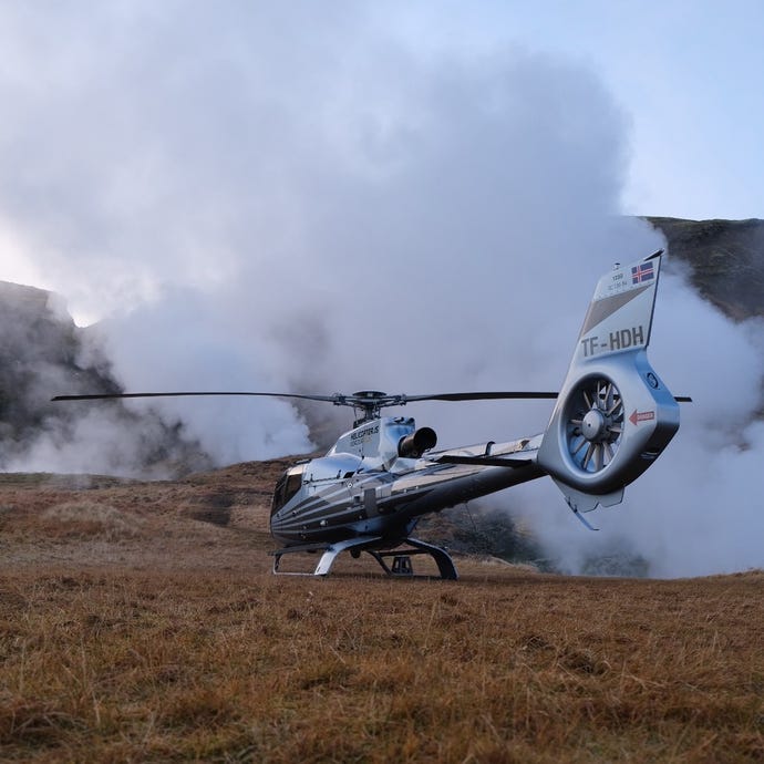 Hop into a helicopter and experience Iceland from above